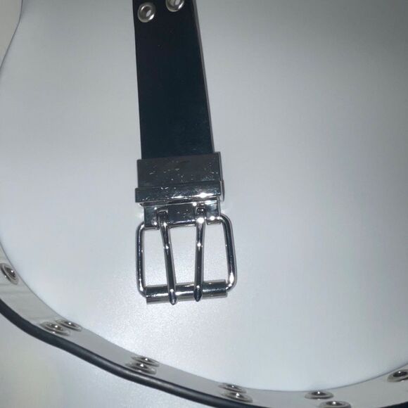 NOBO BELT 38MM DBL GROMMET REV, BLACK/WHITE - Picture 3 of 13